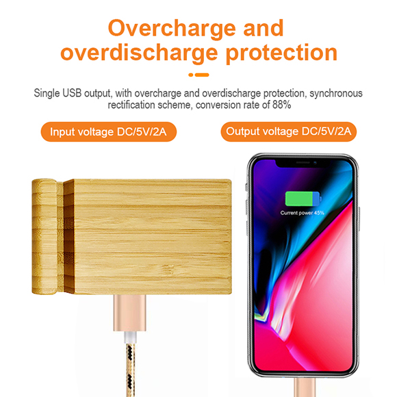New private mould bamboo Bracket Power Bank with Wireless Charger LWS-2017